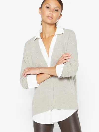 Brochu Walker The Callie Layered Looker Cardigan In Light Chia Melange With White Underlayer