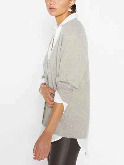 Brochu Walker The Callie Layered Looker Cardigan In Light Chia Melange With White Underlayer