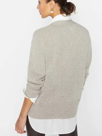 Brochu Walker The Callie Layered Looker Cardigan In Light Chia Melange With White Underlayer