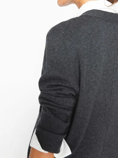 Brochu Walker The Callie Layered Looker Cardigan In Dark Charcoal Melange With White Underlayer