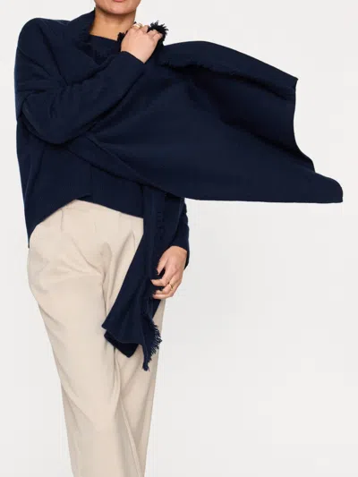 Brochu Walker The Cashmere Fringe Wrap In Navy