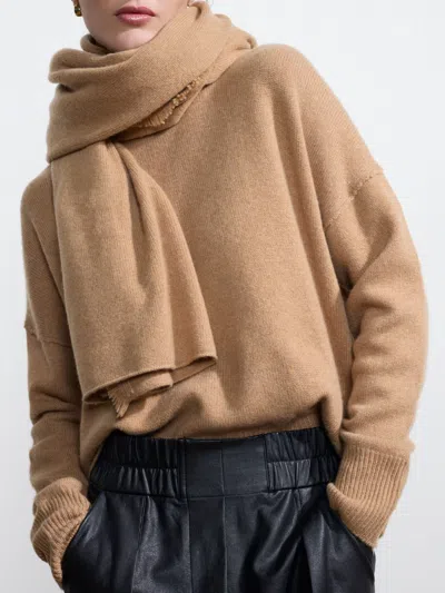 Brochu Walker The Cashmere Fringe Wrap In Camel Mélange