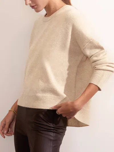 Brochu Walker The Everyday Cashmere Bright Crew In Bisque Mélange