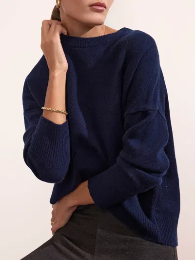 Brochu Walker The Everyday Cashmere Bright Crew In Navy
