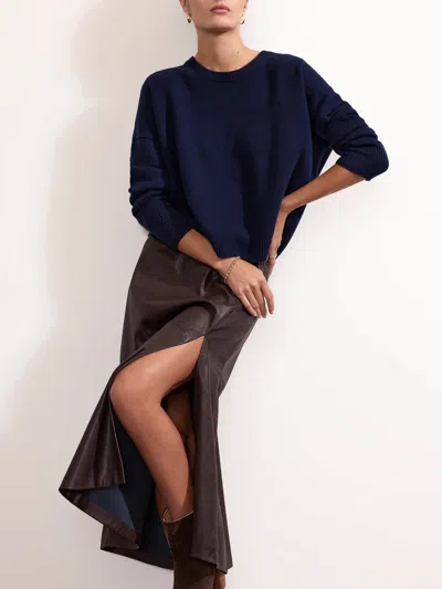 Brochu Walker The Everyday Cashmere Bright Crew In Navy