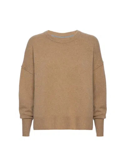 Brochu Walker The Everyday Cashmere Bright Crew In Camel Mélange