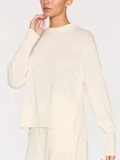 Shop Brochu Walker The Fenton Crewneck Fringe Sweater In Almond
