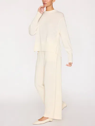 Brochu Walker The Fenton Crewneck Fringe Sweater In Almond