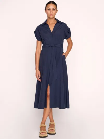 Brochu Walker Fia Striped Linen-cotton Midi Shirtdress In Navy