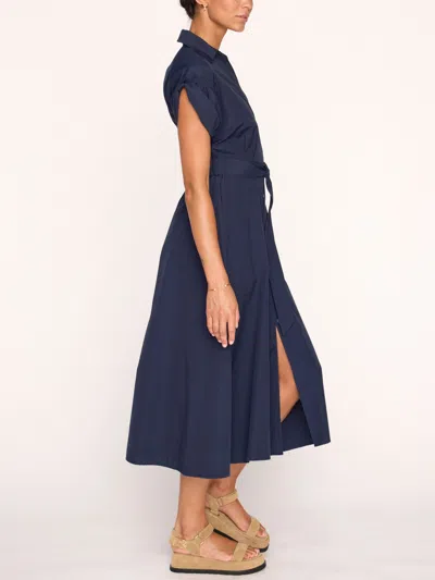 Brochu Walker Fia Striped Linen-cotton Midi Shirtdress In Navy