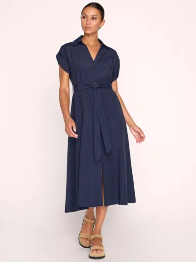 Brochu Walker Fia Striped Linen-cotton Midi Shirtdress In Navy