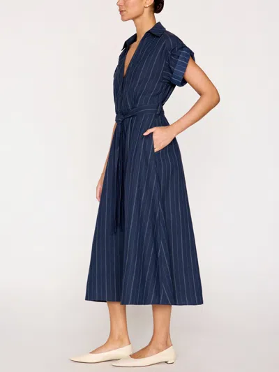 Brochu Walker The Fia Belted Stripe Dress In Navy Pinstripe