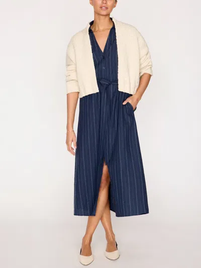 Brochu Walker The Fia Belted Stripe Dress In Navy Pinstripe