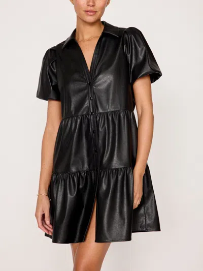 Brochu Walker The Havana Vegan Leather Mini Dress In Black Onyx