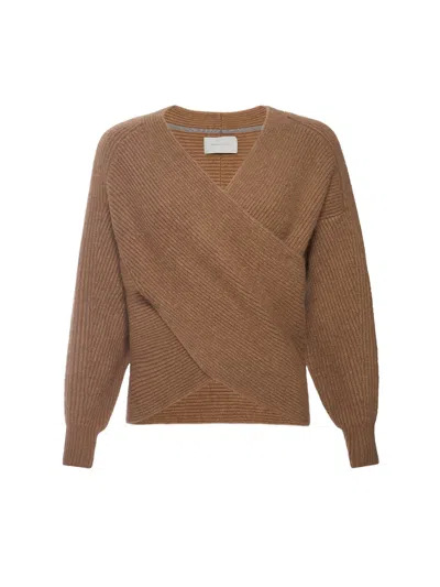 Brochu Walker The Hughes Wrap Front Sweater In Camel Mélange