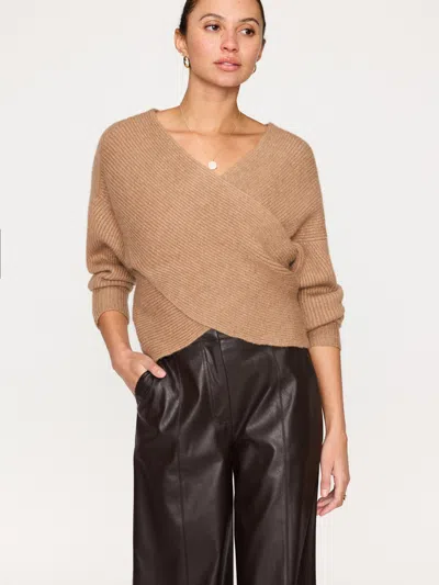 Brochu Walker The Hughes Wrap Front Sweater In Camel Mélange