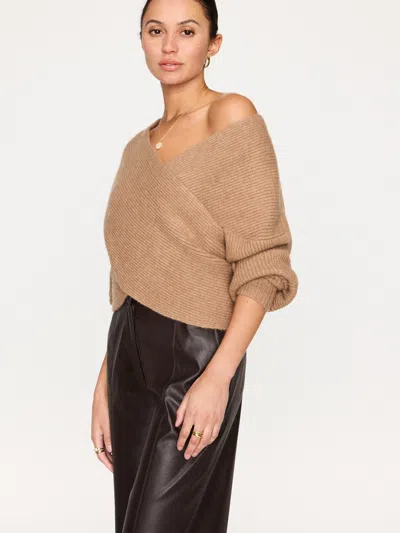 Brochu Walker The Hughes Wrap Front Sweater In Camel Mélange