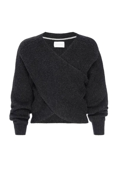 Brochu Walker The Hughes Wrap Front Sweater In Graphite Mélange