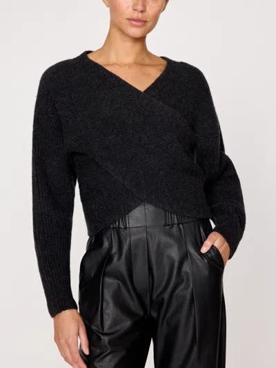 Brochu Walker The Hughes Wrap Front Sweater In Graphite Mélange