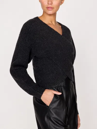 Shop Brochu Walker The Hughes Wrap Front Sweater In Graphite Mélange