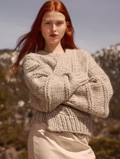 Brochu Walker The Illia Handknit Cardigan In Stone Combo