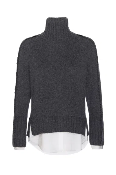 Brochu Walker The Jolie Fringe Layered Looker In Flannel Melange With White Underlayer