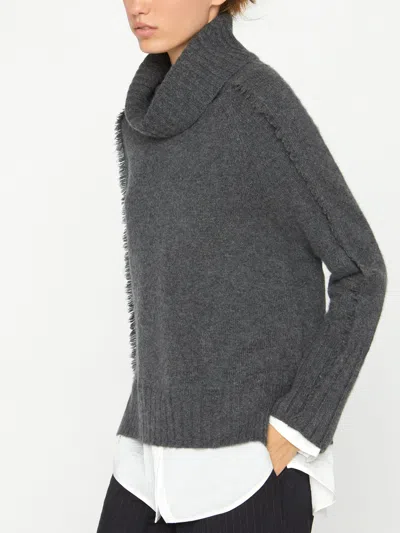 Brochu Walker The Jolie Fringe Layered Looker In Flannel Melange With White Underlayer