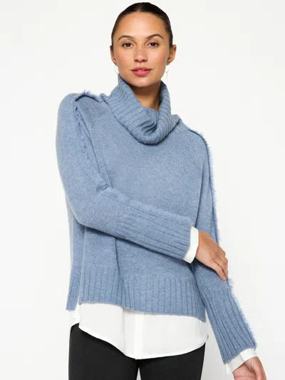Brochu Walker The Jolie Fringe Layered Looker In Celeste Blue W/ White Underlayer