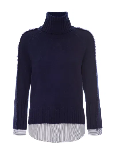 Brochu Walker The Jolie Fringe Striped Layered Looker In Navy W/ Stripe Woven