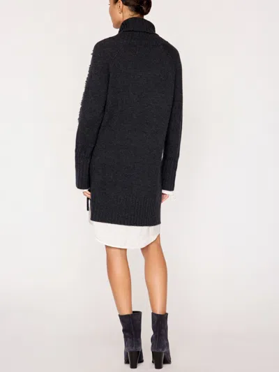 Brochu Walker The Jolie Layered Fringe Dress In Dark Charcoal With White