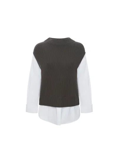 Brochu Walker The Joni Layered Looker In Hunter With White
