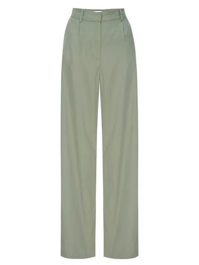 Brochu Walker Joya Pleated High-rise Wide-leg Pants In Agave