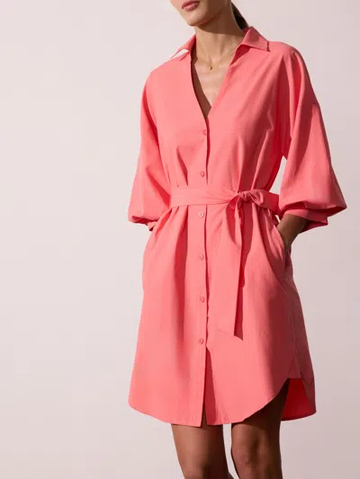 Brochu Walker The Kate Belted Dress In Bright Coral