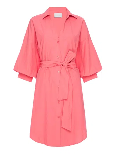 Brochu Walker The Kate Belted Dress In Bright Coral