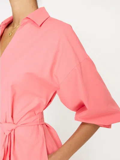 Brochu Walker The Kate Belted Dress In Bright Coral
