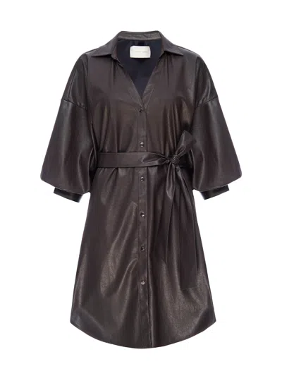 Brochu Walker The Kate Belted Vegan Leather Dress In Timber