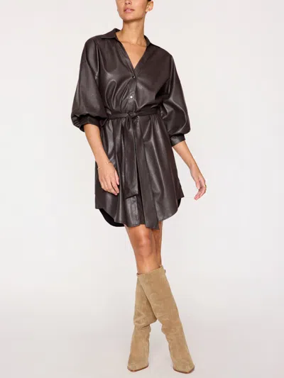 Brochu Walker The Kate Belted Vegan Leather Dress In Timber