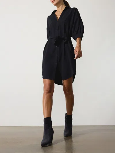 Brochu Walker The Kate Crepe Belted Dress In Black Onyx
