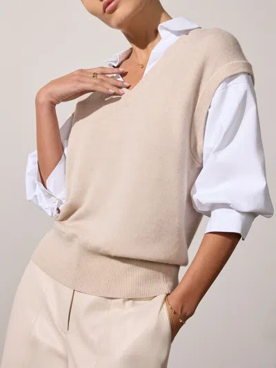 Brochu Walker The Kate Shirt Looker In Almond Buff Mélange With White