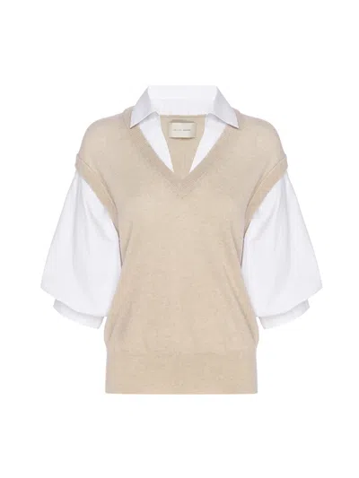 Brochu Walker The Kate Shirt Looker In Almond Buff Mélange With White