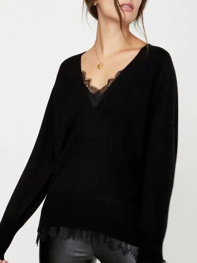 Brochu Walker The Lace Vee Looker Pullover In Black Onyx