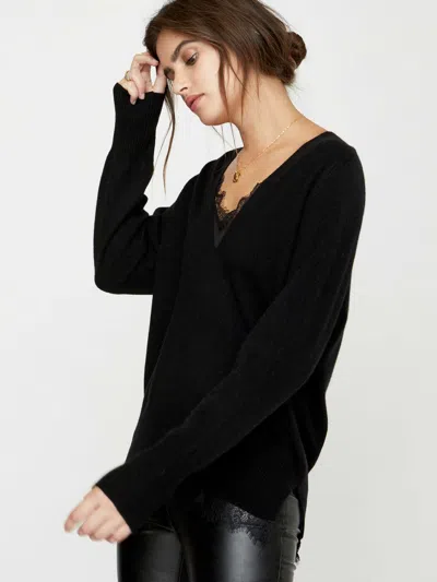 Brochu Walker The Lace Vee Looker Pullover In Black Onyx