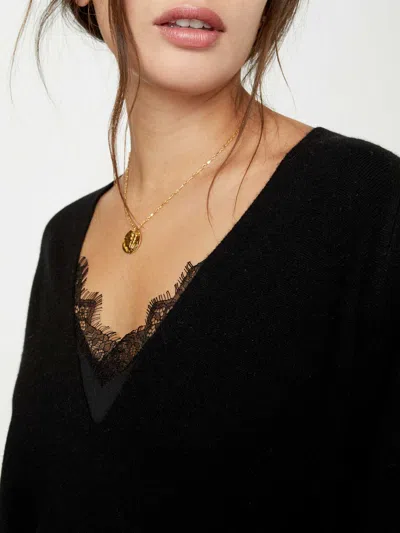 Brochu Walker The Lace Vee Looker Pullover In Black Onyx