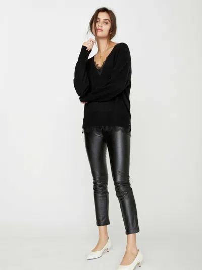 Brochu Walker The Lace Vee Looker Pullover In Black Onyx