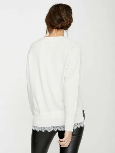 Brochu Walker The Lace Vee Looker Pullover In Ivory With White Lace