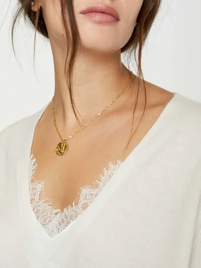 Brochu Walker The Lace Vee Looker Pullover In Ivory With White Lace