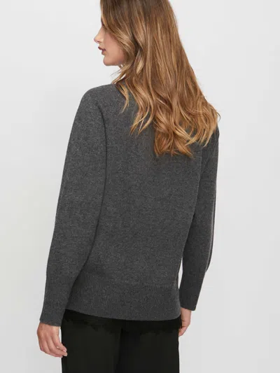 Brochu Walker The Lace Vee Looker Pullover In Dark Charcoal Melange With Black Lace