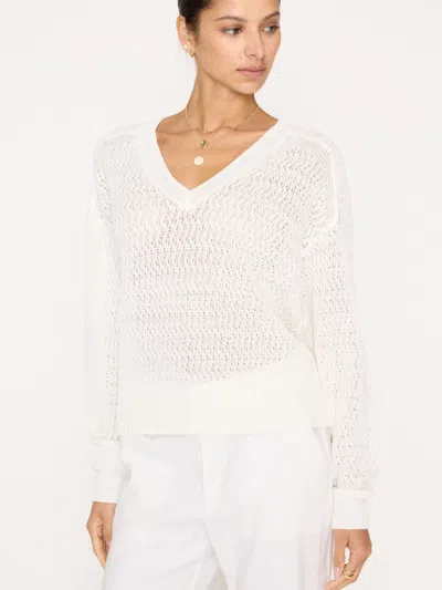 Brochu Walker The Leia Open Stitch Vee In Pearl White