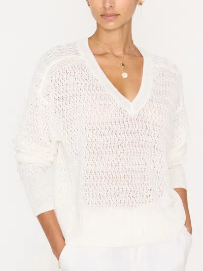 Brochu Walker The Leia Open Stitch Vee In Pearl White