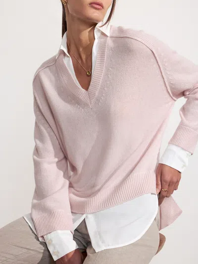 Brochu Walker The Looker Layered V-neck In Paloma With White Underlayer